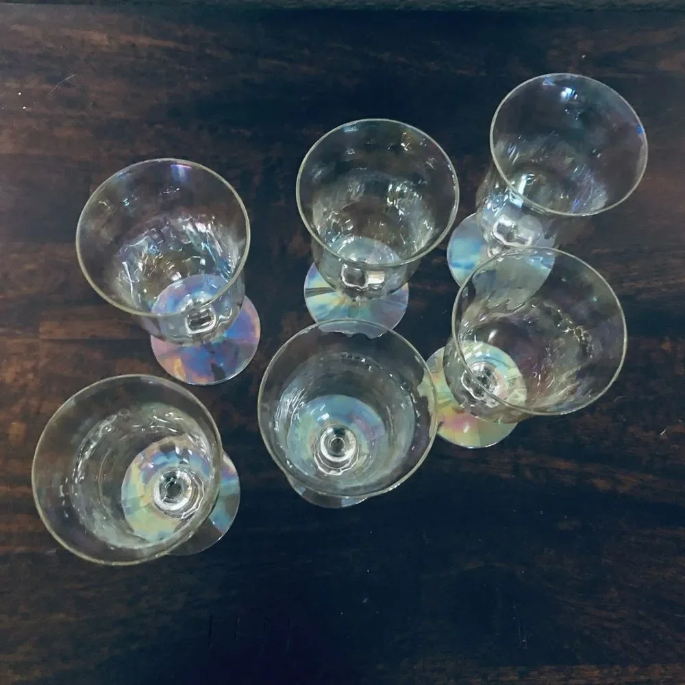 Vintage Fostoria Mother of Pearl Glass Wine Glass Goblets Lot